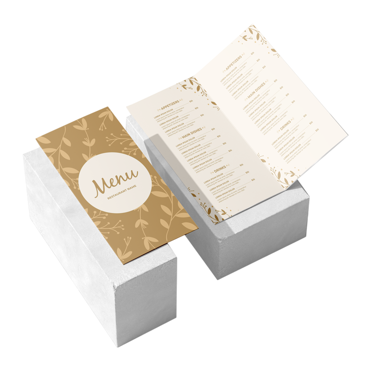 Cartulina blanca para menús de restaurantes